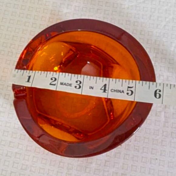 Vintage Viking Glass Ashtray Atomic Orbit Persimmon Tripod Mid Century MCM Retro - Picture 7 of 11